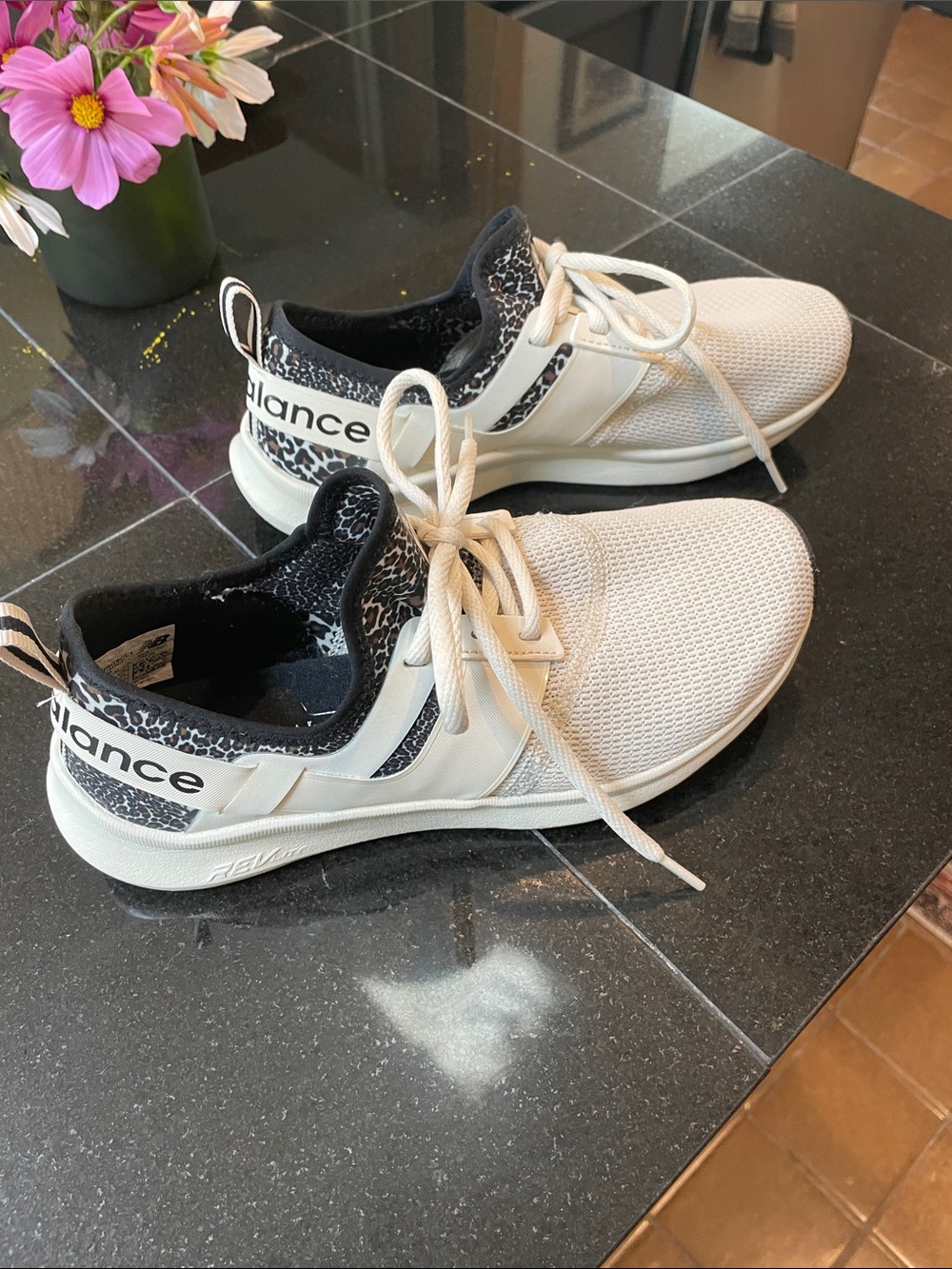 New Balance Nergize Sport White Sneakers with leopard trim. - Picture 2 of 7